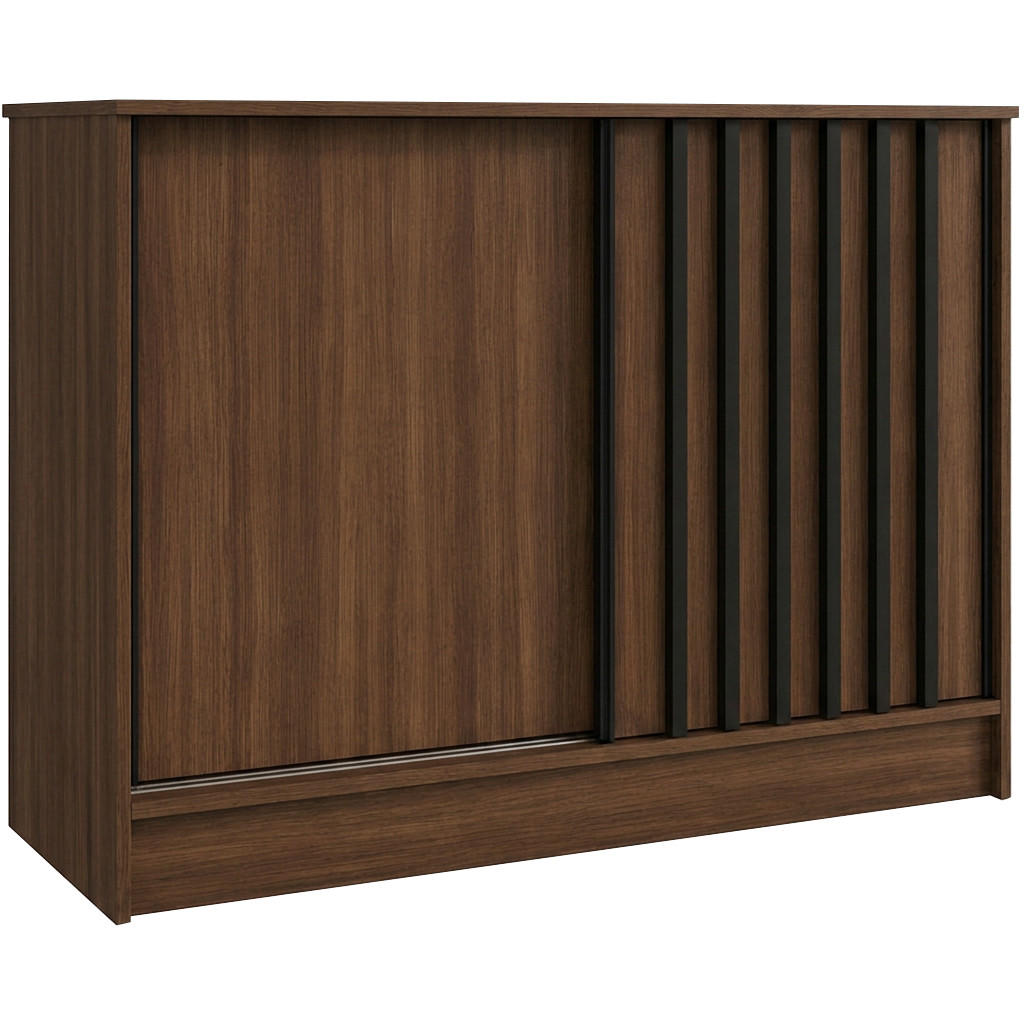 KOMMODE Horizon mit 2 Schiebetüren, 100 cm,Walnuss+Schwarz - Walnussfarben/Schwarz, Holzwerkstoff (101/85/43.5cm) - Beautysofa