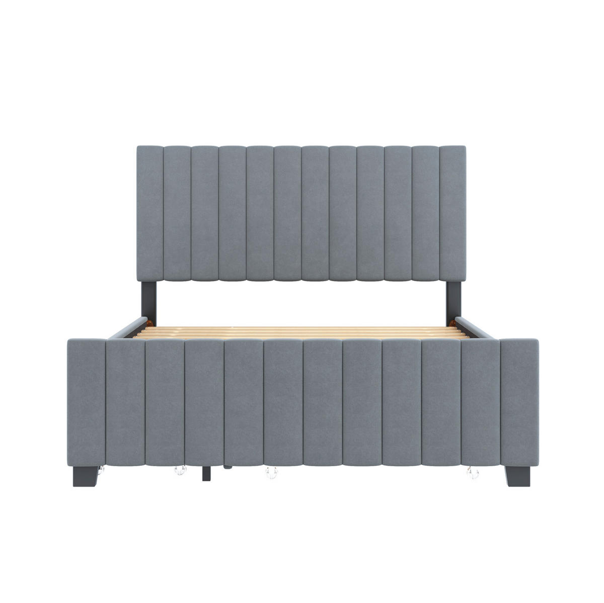 POLSTERBETT 140/190 cm Grau mit Ausziehbett und zwei Schubladen - Grau, Textil (140/190cm) - OKWISH