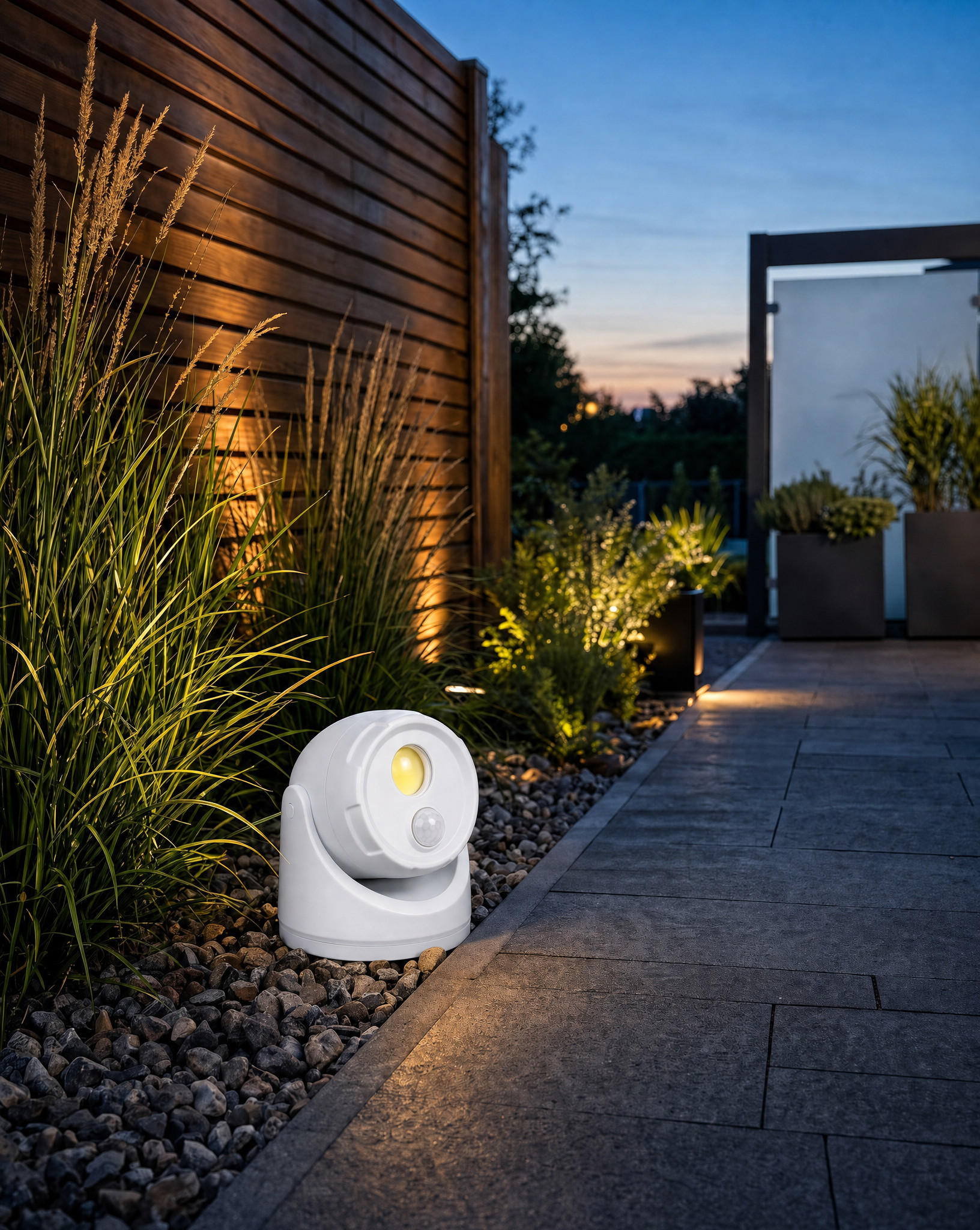 LED-BATTERIE-SPOT-STRAHLER - mit Bewegungsmelder und Erdspieß für Außenbereich, 3er-Set D-Batterien inklusive - Weiß, Kunststoff (10.9/10.9/17cm) - Northpoint