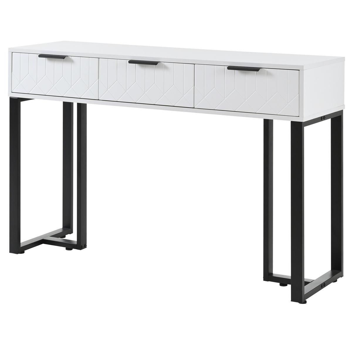 KONZOLNI stol crno-bijeli od MDF-a s ladicama i podesivim nožicama - crna, drvni materijal (120/36/80cm) - OKWISH