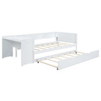 AUSZIEHBETT 90/200 cm DE-04752, mit Schreibtisch und 3 Regalen in Weiß - Weiß, Holz/Holzwerkstoff (90/200cm) - ComfortXL