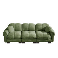 SOFA 260/86/90 cm in Grün aus Chenille mit Steppnähten und modularer Bauweise - Grün, Textil (86/90/260cm) - Flora Grace
