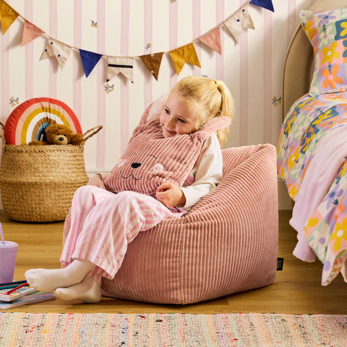 KINDERSITZSACK Natalia mit Animalkissen - Pink, Textil (55/50/55cm) - icon