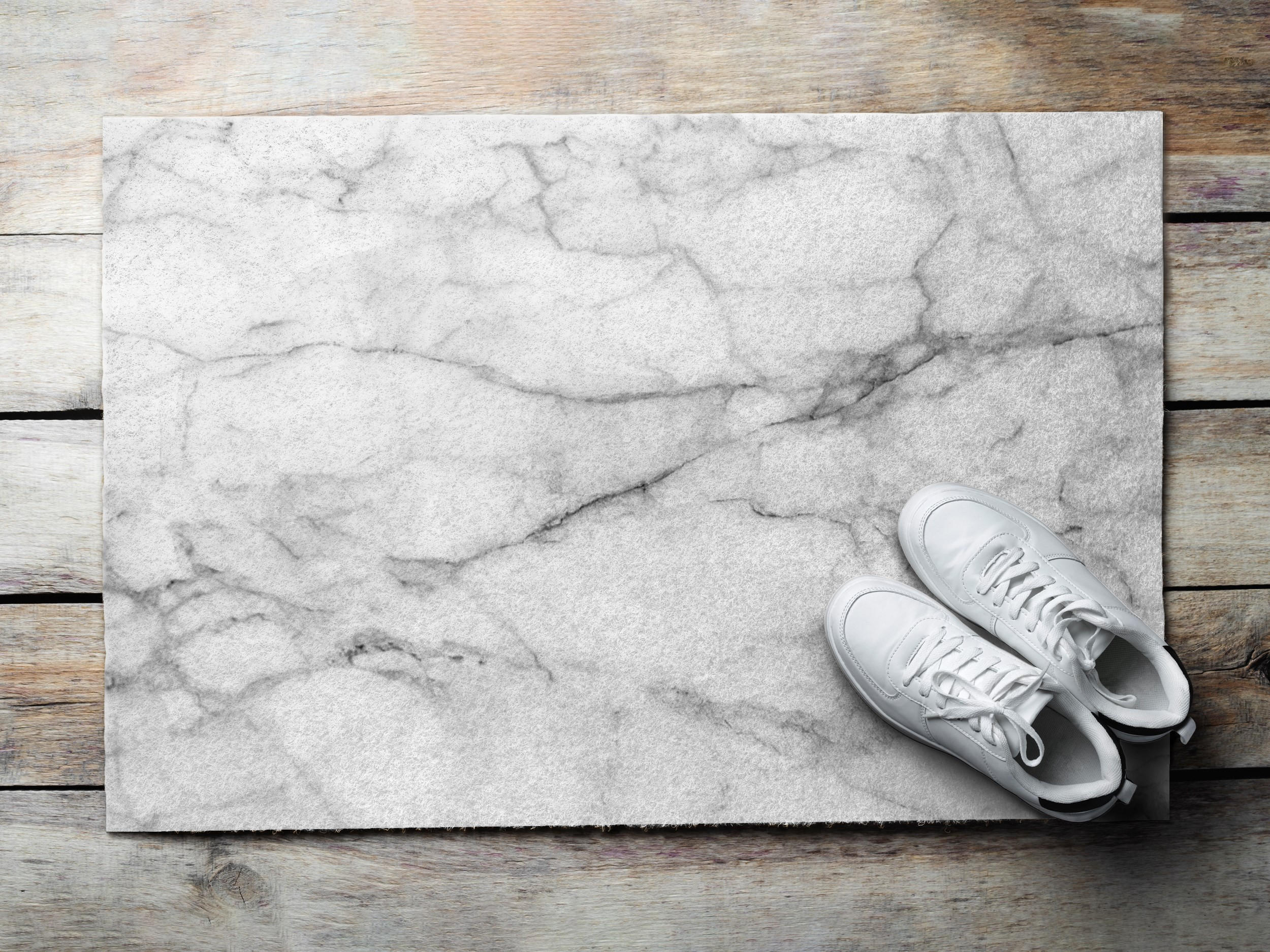 FUSSMATTE 90 x 60 cm Grauer Marmor - Grau, Textil (90/60cm) - TULUP