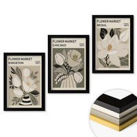 WANDBILDER 3er-Set - 20x30 cm Schwarzer Rahmen - Blumen Kingston Seoul Chicago Retro - Schwarz, Kunststoff (20/30cm) - ArtPrintCave