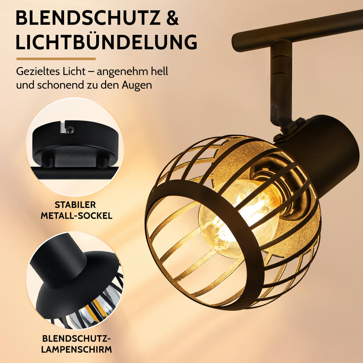 DECKENSTRAHLER Quorsis 28/14.2/17 cm - Schwarz, Metall (28/14.2/17cm) - ZMH