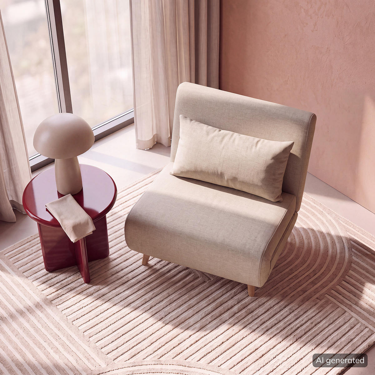 SCHLAFSESSEL - Textil / Teilmassivholz - Buchefarben/Cappuccino, Holz/Buchenholz (77/81/90cm) - home24
