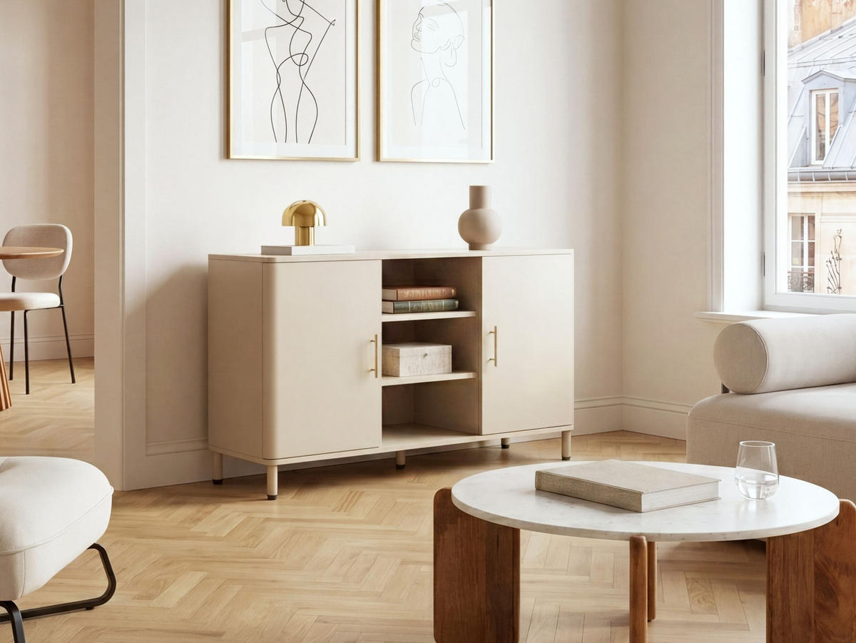 SIDEBOARD Kov Béžový Ombura - béžová, kov (120/80/40cm) - Beliani