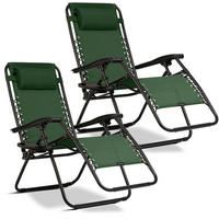 GARTEN-RELAXSESSEL Klappbarer mit Kissen, 2er Set, Grün - Grün, Metall (60/102/110cm)