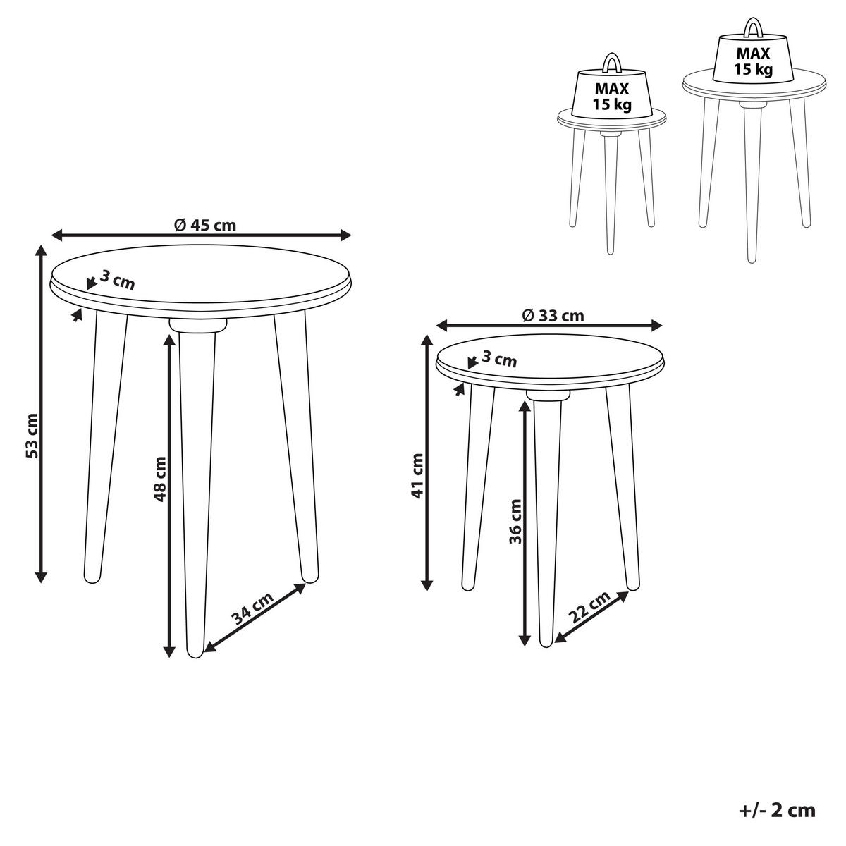 BEISTELLTISCH 2er-Set Rund Grau Jatra - Grau, Holz (45/45cm) - Beliani