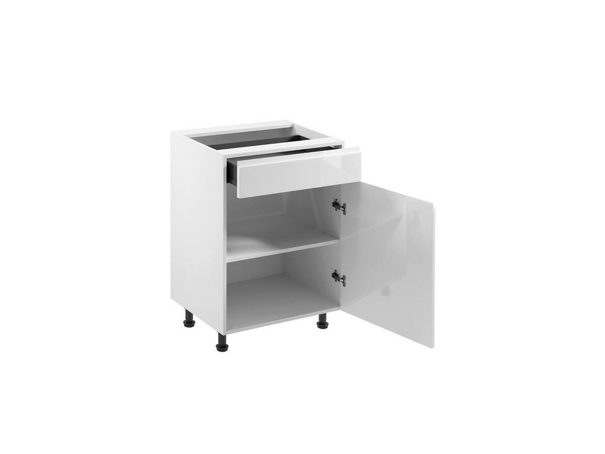 UNTERSCHRANK – 60 cm – D60S1 – Velmora – Weiß / Weiß Hochglanz - Weiß Hochglanz, Holzwerkstoff (60/82/47cm) - ROYAL24_MARKT