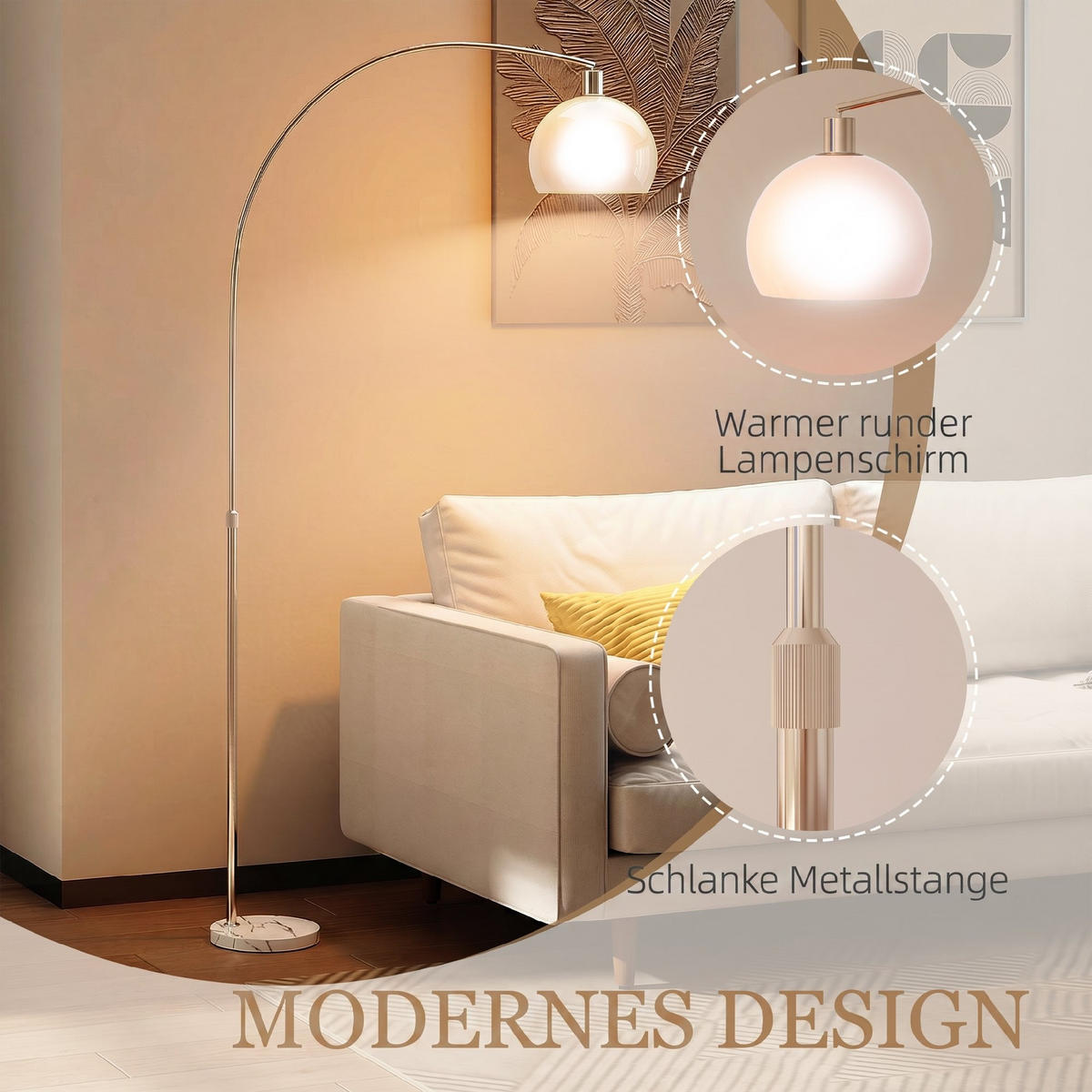 STÅENDE lampa av metall, vit - Vit, Metall (90/26/180cm) - HOMCOM