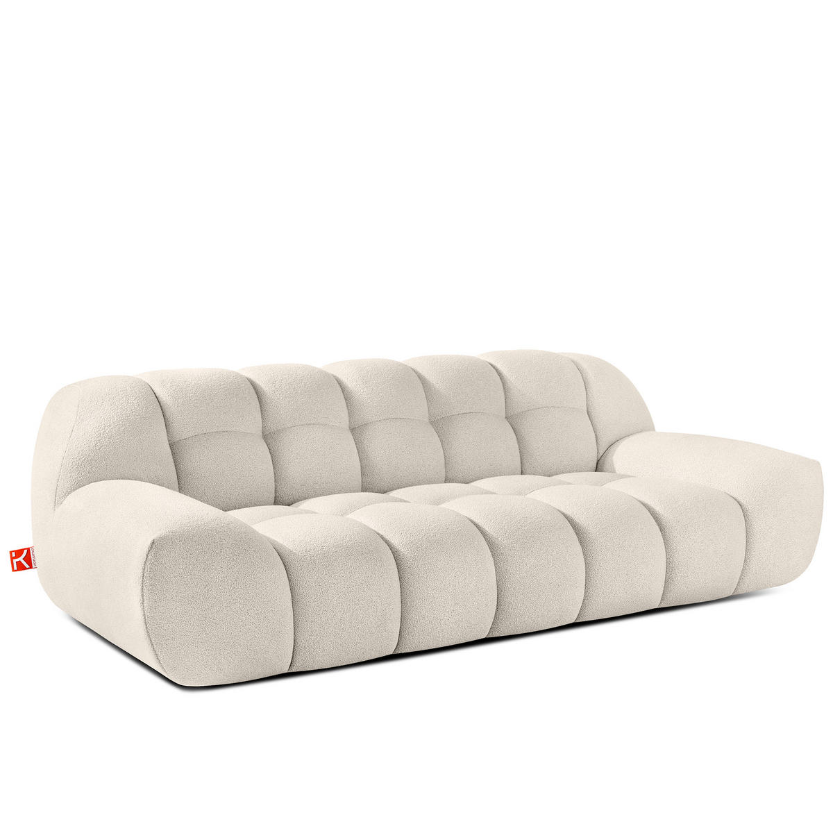 EINZELSOFA VENA Bouclé, Weiß - Weiß, Holz/Textil (225/72/105cm) - KONSIMO®