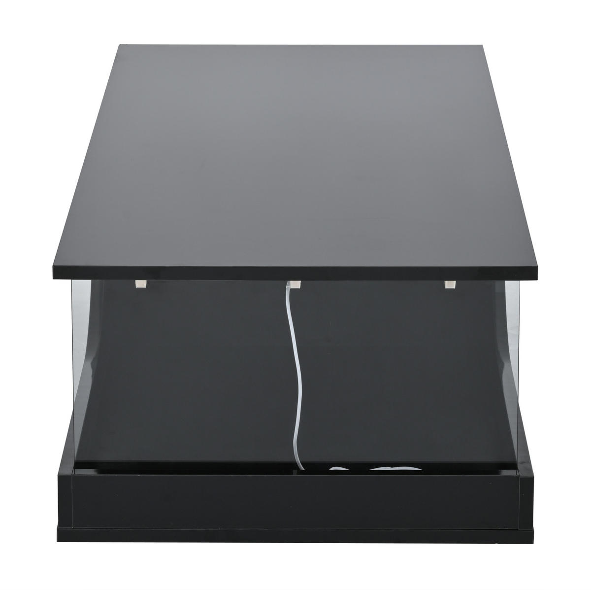 COUCHTISCH 100/50/30 cm in Schwarz mit LED-Beleuchtung und 2 Schubladen - Schwarz, Holzwerkstoff (100/50/30cm) - Flora Grace