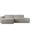 ECKSOFA-LINKS MUDI in moderner Optik mit hochwertigem Kaltschaum, Cord-Stoff, hellgrau - Hellgrau/Schwarz, Textil (280/160cm) - KONSIMO®