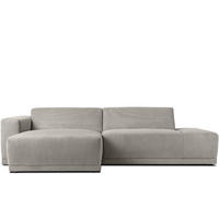 ECKSOFA-LINKS MUDI in moderner Optik mit hochwertigem Kaltschaum, Cord-Stoff, hellgrau - Hellgrau/Schwarz, Textil (280/160cm) - KONSIMO®