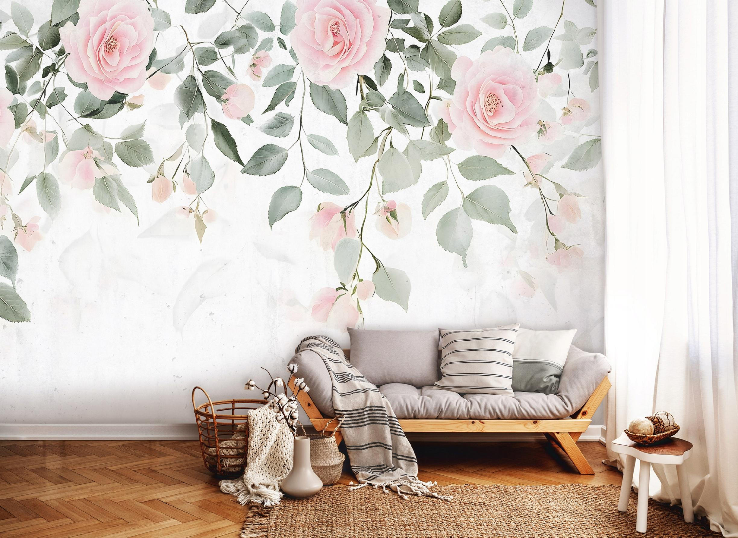 FOTOTAPETE Blätter Blumen Wohnzimmer Vliestapete 200x140 - Grün, Papier (200/140cm) - Wallarena