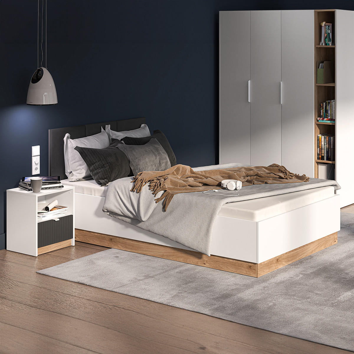 BOXSPRING POSTEL 120/200 Ronan Bílá - bílá, kompozitní dřevo (120/200cm) - Petits-meubles