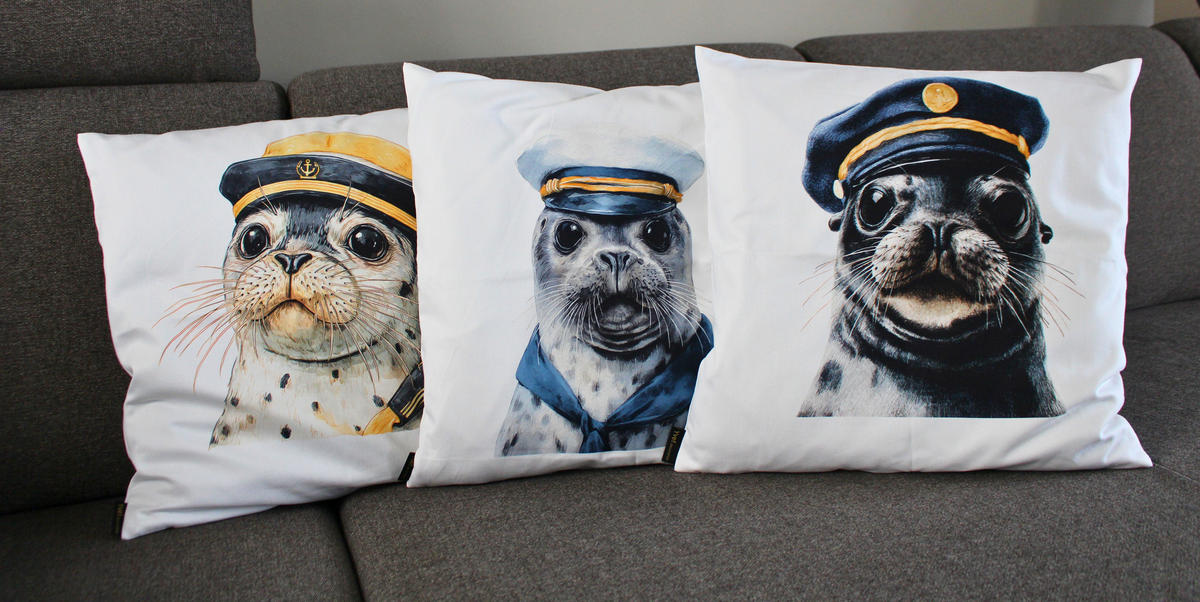 KISSENHÜLLE SEEHUND - Weiß, Textil (50/50cm) - Yve! decoration