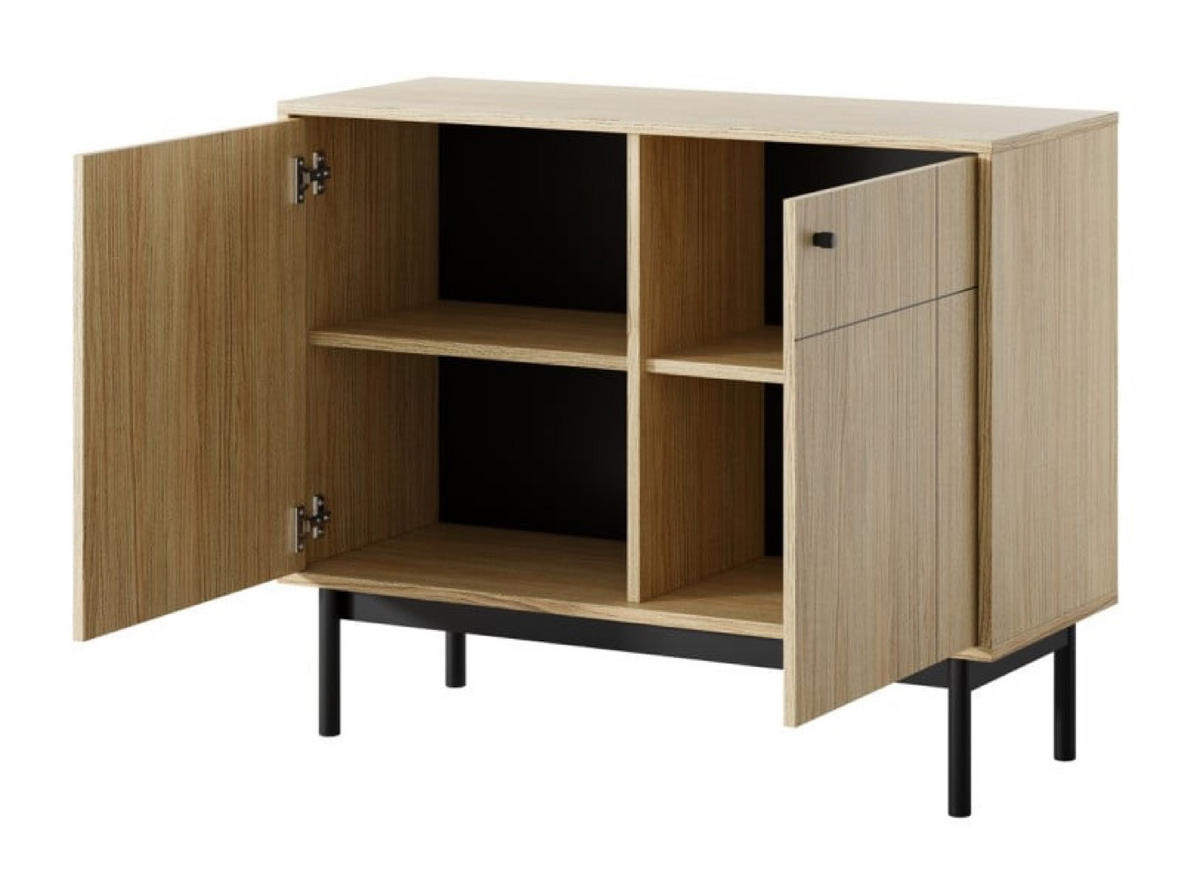 SIDEBOARD Linea Eiche K104 Japandi Stil - Multicolor, Holzwerkstoff (103.4/83.5/39cm) - Sepro Meble