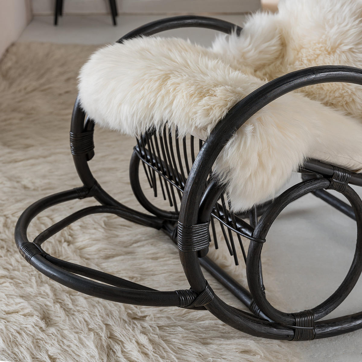 SCHAUKELSESSEL - Webstoff / Rattan - Dunkelbraun, Naturmaterialien/Textil (59/113/137cm) - home24
