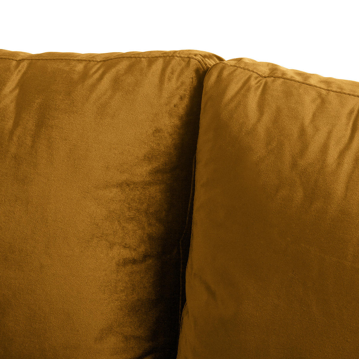 ECKSOFA - Samt - Dunkelbraun/Honig, Birkenholz/Textil (201/155cm) - home24