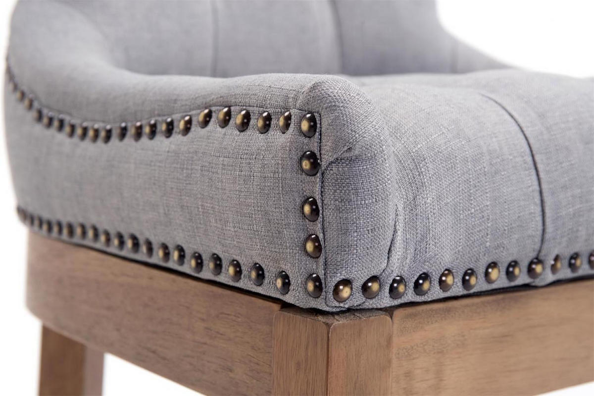 BARHOCKER Stoff Hellgrau - Hellgrau/Naturfarben, Holz/Textil (55/109/57cm) - CLP