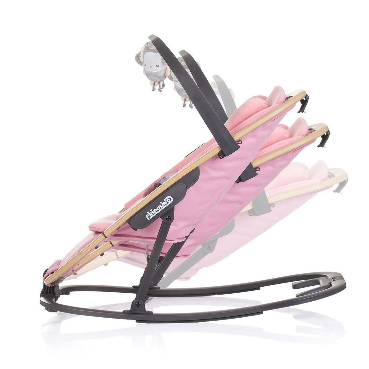 BABYWIPPE Senso rosa Holzoptik, Kopfstütze, 3-Punkt-Gurt, verstellbare Rückenlehne - Rosa, Metall - Chipolino