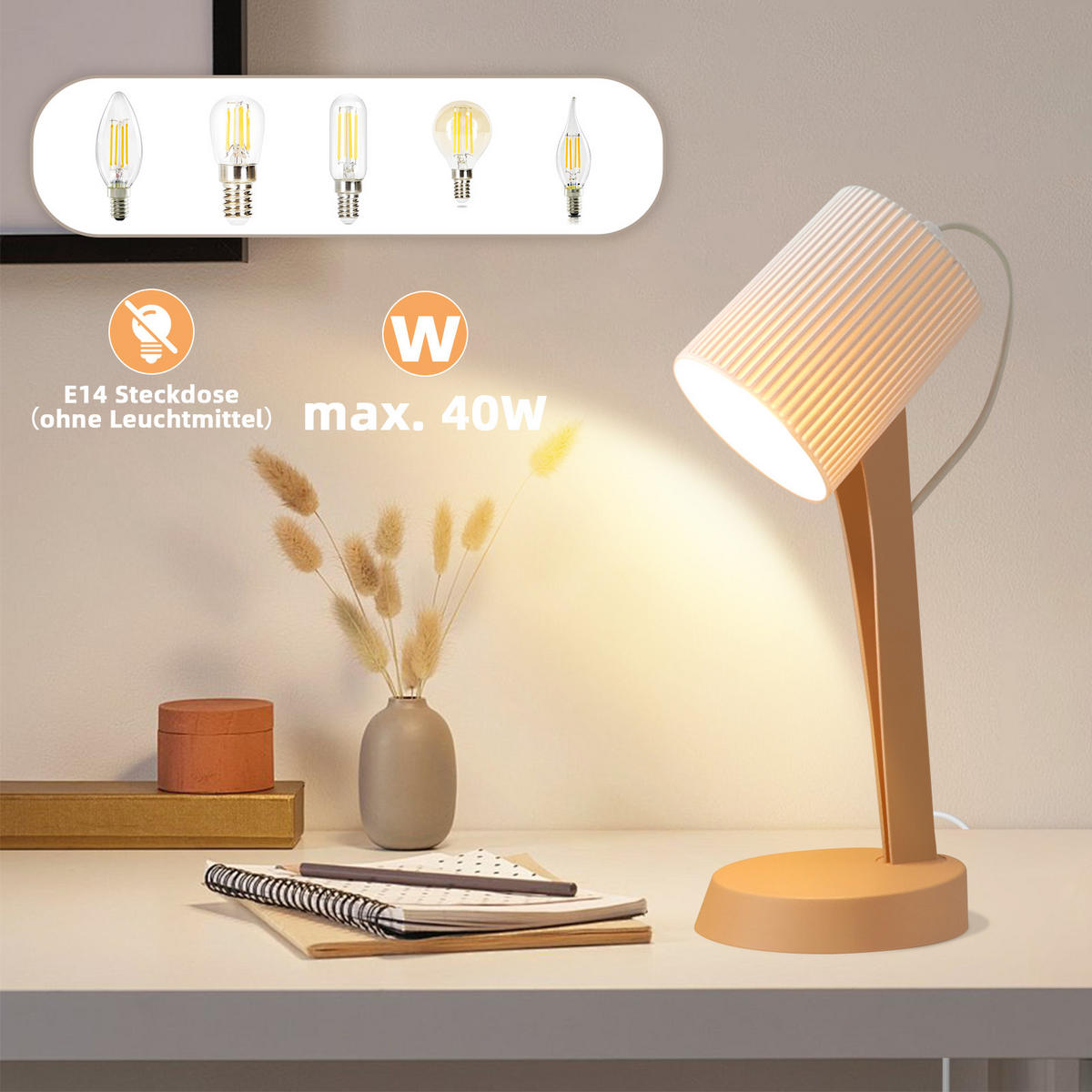 TISCHLEUCHTE Nauman (2er-Set) - Braun, Kunststoff (37.4/14/19.5cm) - Nettlife