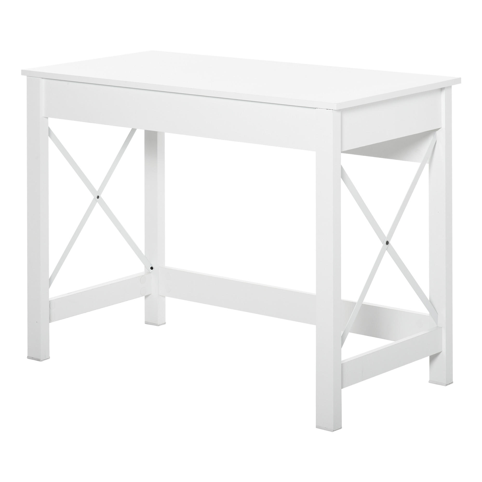 COMPUTERTISCH Weiß mit X-förmigen Metallstreben 105/50/76 cm - Weiß, Holzwerkstoff (50/105/76cm) - PANGIVO