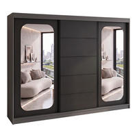 SCHWEBETÜRENSCHRANK BELANO 200 cm. Innenausstattung: Comfort plus - Graphitfarben/Schwarz, Holzwerkstoff (200/215/59.5cm) - A&J MöbelLand