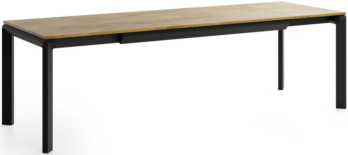 ESSTISCH Elan rechteckig ausziehbar verlängerbar mit Schwarzen Metallbeinen, Eiche Hell Braun 160-250/90/76 cm - Eichefarben/Schwarz, Holzwerkstoff/Metall (90/250/78cm) - WFL GROUP