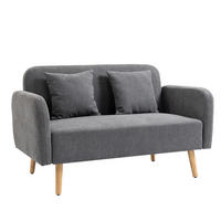 SOFA 2-Sitzer, Polyester, Grau+Natur - Naturfarben/Grau, Kunststoff (70/80/130cm) - HOMCOM