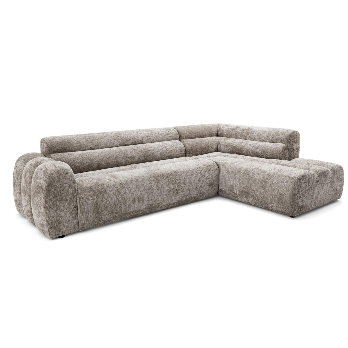 4-SITZER modulares Ecksofa VEER L Rechts, 283 x 190 cm, Chenille Webstoff Braun - Schwarz/Braun, Holz/Kunststoff (190/283cm) - Muffo
