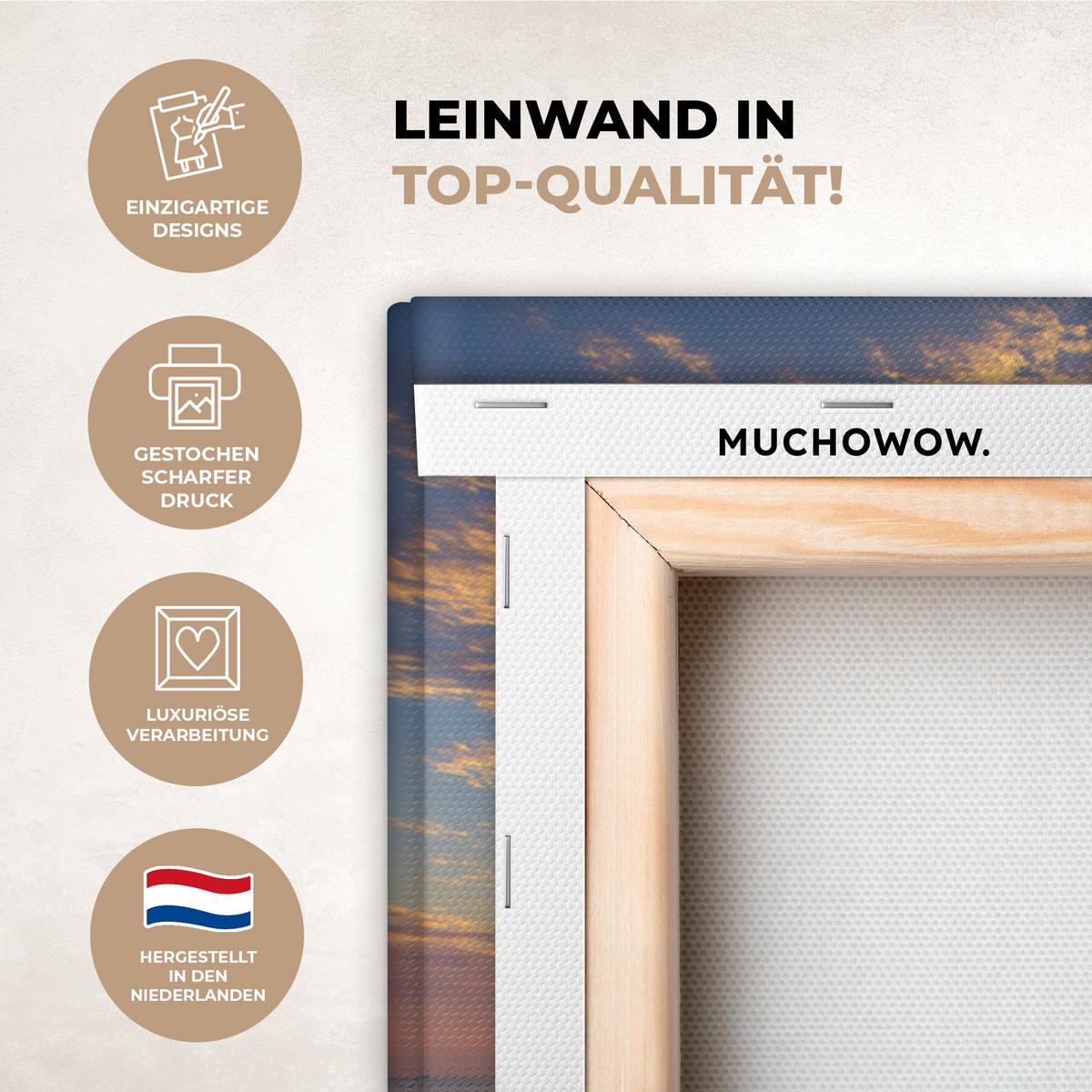 LEINWANDBILD Strand - Sonnenuntergang - Meer Wandbilder 80x60 cm - Gelb, Textil (80/60cm) - MuchoWow