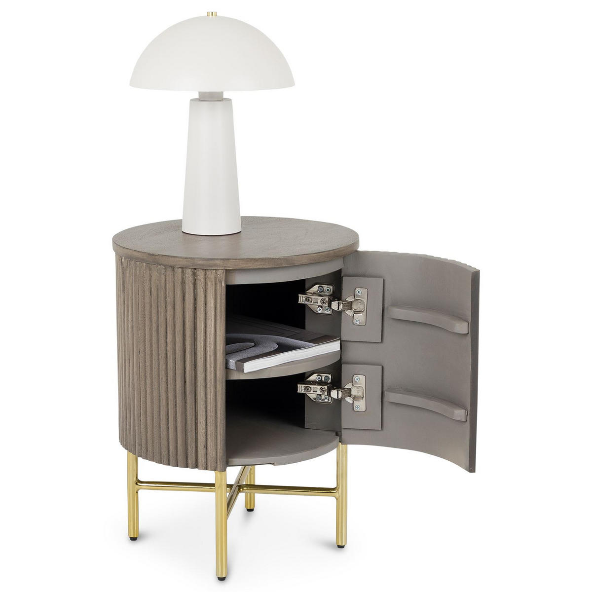 NACHTTISCH FLUTED grau - Grau, Metall (40/52/40cm) - IDIMEX