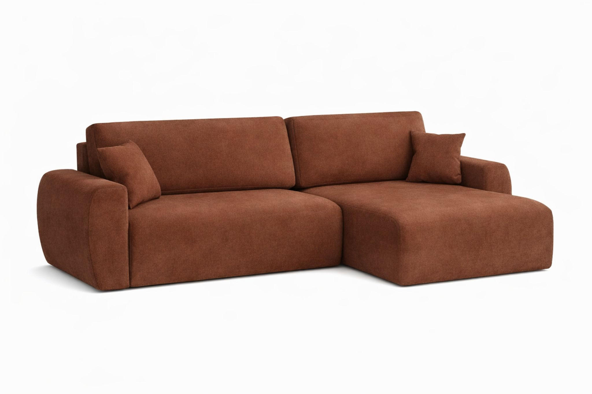 ECKSOFA Mit Schlaffunktion Ariel L, Velours, Stoff Salvador, Dunkelbraun, Rechts - Dunkelbraun, Holz (250/142cm) - Kaiser Möbel