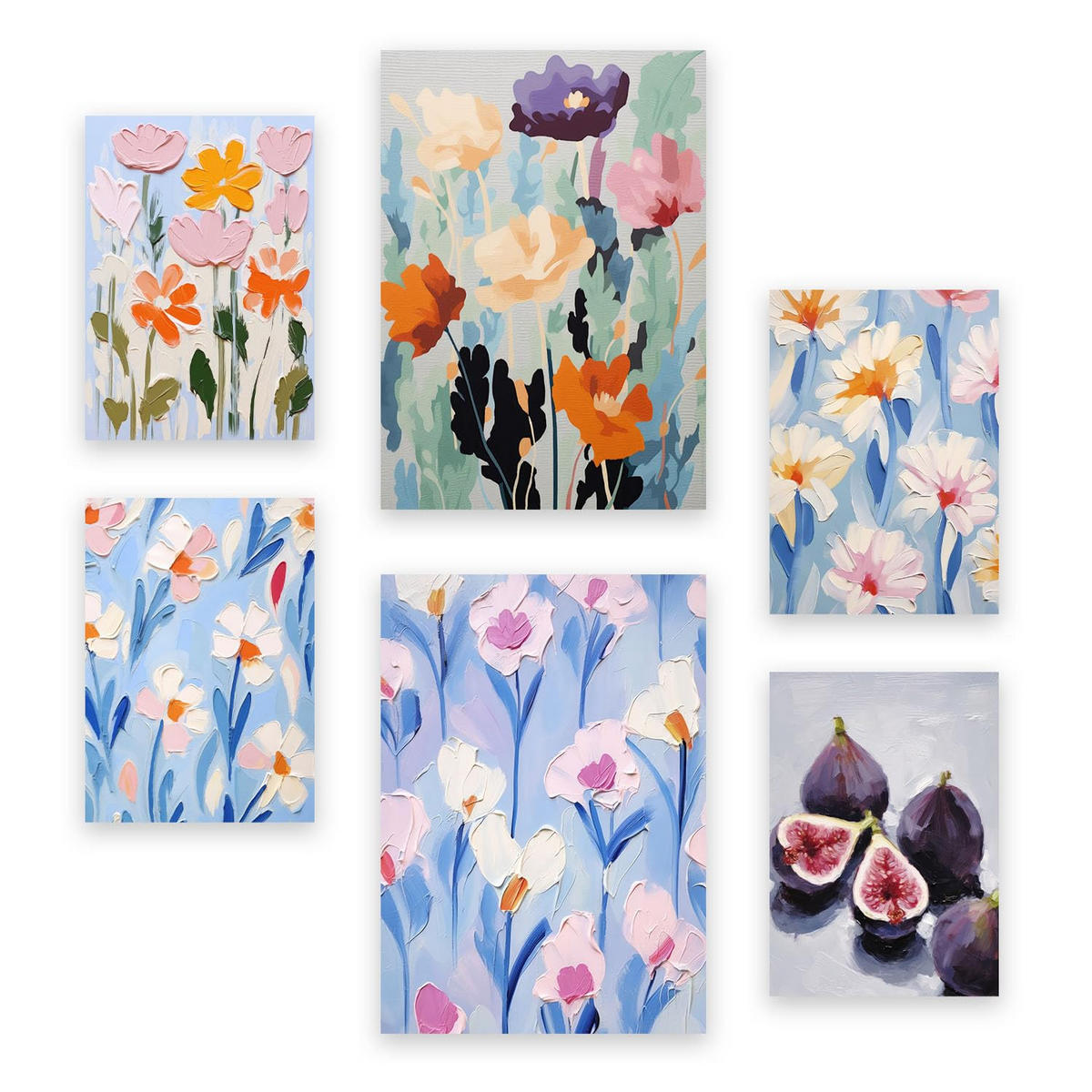 POSTER Set Mit 6 Blumen Und Feigen A3 & A4 Rahmenlos - Klar, Papier (29/3cm) - Nacnic