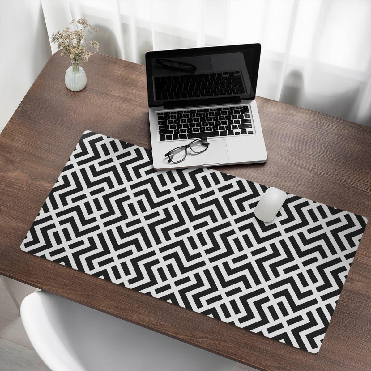 SCHREIBTISCHUNTERLAGE 100x50 cm Schwarz-Weiß - Schwarz, Kunststoff (100/50/1.6cm) - Wallfluent