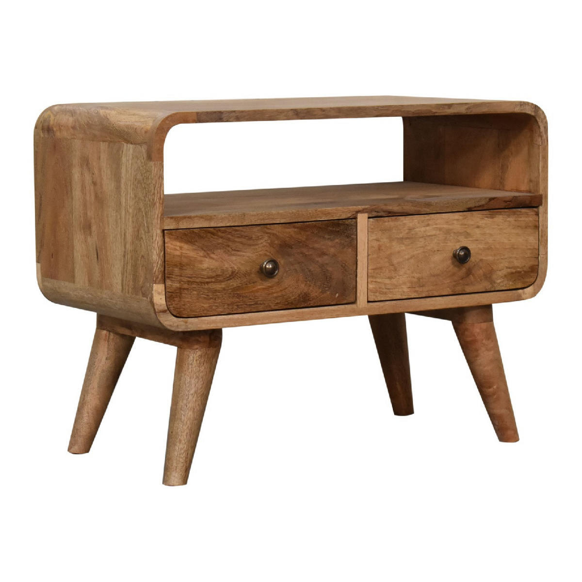TV-ELEMENT Massives Mangoholz, Eichenholz-Finish 45 x 30 x 60 cm - Messingfarben/Braun, Holz/Metall (60/45/30cm) - Artisan Furniture