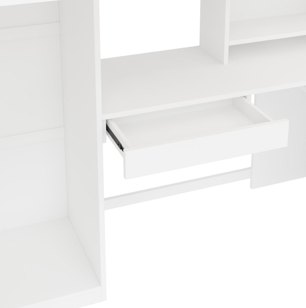 HOCHBETT 90/200 cm Weiß mit Schreibtisch und Stauraum ohne Matratze - Weiß, Holz (90/200cm) - MIVRAY