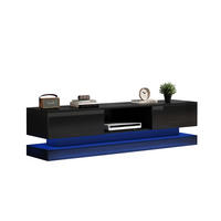 LOWBOARD 160/35/40,5 cm aus Spanplatte mit LED-Beleuchtung und 2 Schubladen Schwarz - Schwarz, Holzwerkstoff (160/40.5/35cm) - Modenvie