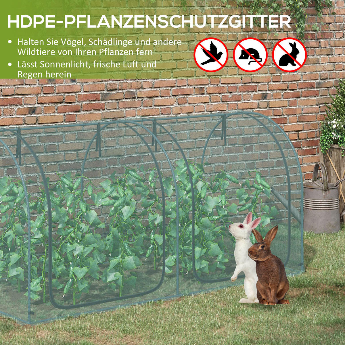 INSEKTENSCHUTZNETZ für Garten, Balkon, Dunkelgrün - Dunkelgrün, Metall (120/120/249cm) - Outsunny