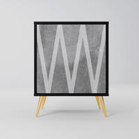 SIDEBOARD SOLID ZIG ZAG, Schwarz, 57,5x42x75,5 cm, Goldfarbene Metallfüße - Goldfarben/Multicolor, Holzwerkstoff/Metall (57.5/75.5/42cm) - SpaceRebels