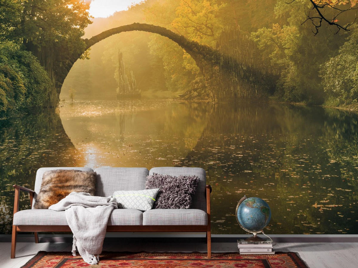 FOTOTAPETE Brücke 400 x 250 cm - Grün, Papier (400/250cm) - Sanders & Sanders