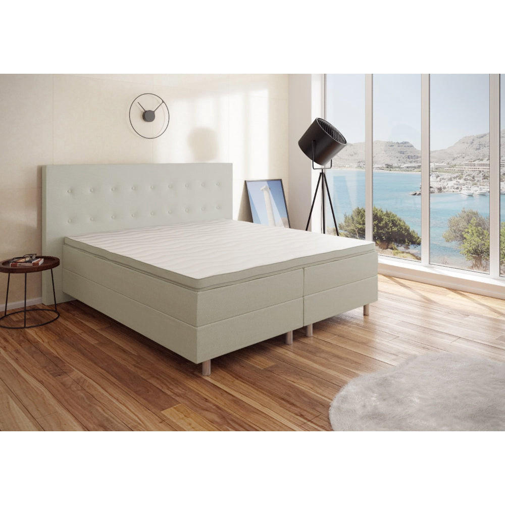 BOXBETT RIO Barcelona 5-Zonen mit Visco Topper H3 First Class Bett in verschiedenen Farben und Größen - Sandfarben, Holz/Holzwerkstoff (140/200cm) - Best For Home