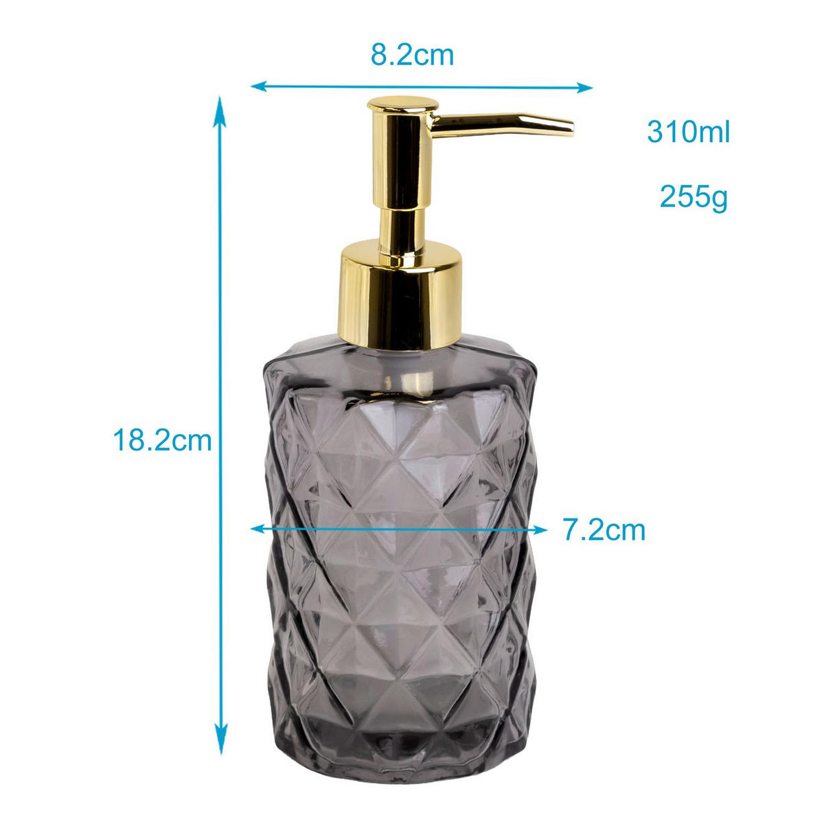 SEIFENSPENDER 310ml - Grau, Glas (7.2/18.2/8.2cm) - Intirilife