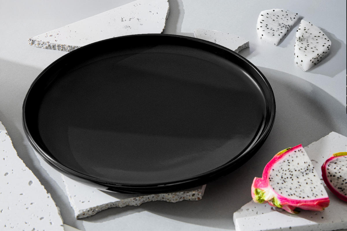 TAFELSERVICE VICTO 6 Personen 12-tlg VICTO - Schwarz Hochglanz, Keramik (27/2/27cm) - KONSIMO®