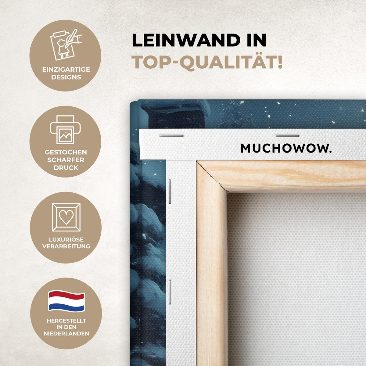 LEINWANDBILD Weihnachtsdorf - Weihnachten - Schnee - Winter Deko Wohnzimmer 20x30 cm - Dunkelblau, Textil (20/30cm) - MuchoWow