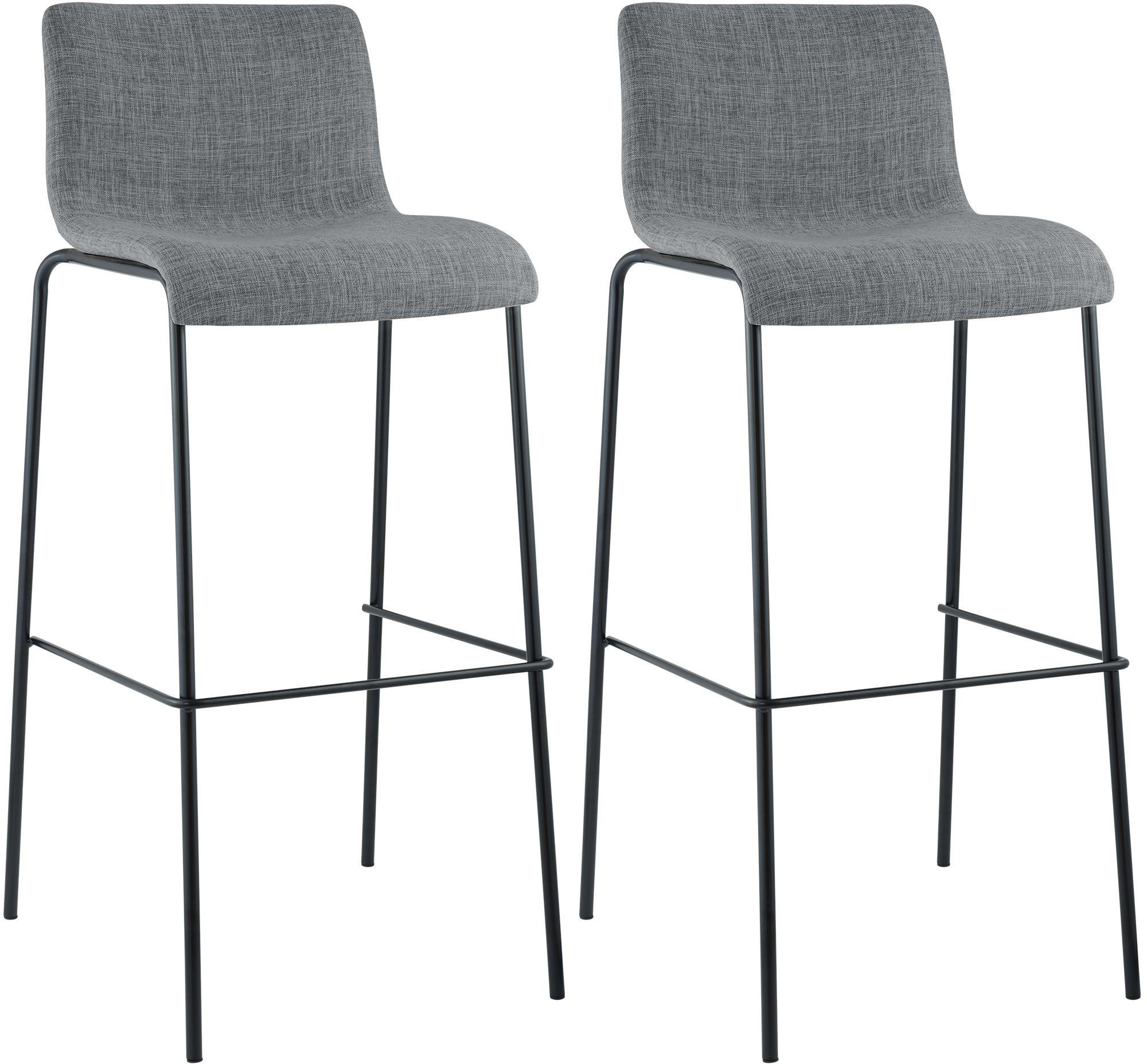 BARHOCKER 2er Set Stoff hellgrau - Hellgrau/Schwarz, Textil/Metall (43/100/48cm) - CLP